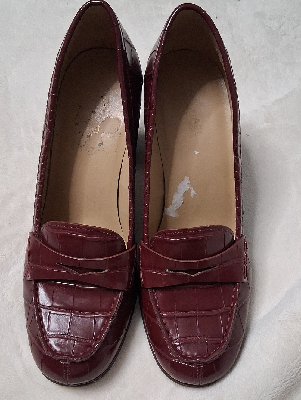Michael Kors Croc-Embossed Burgundy Penny Loafers